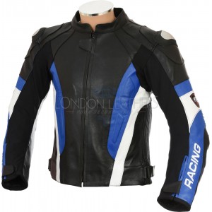 RSV Blue Sports Biker Leather Motorcycle Jacket